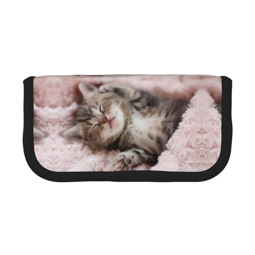 DNBCLEZK Großes Federmäppchen aus Segeltuch mit schwarzem Rand, Mehrzweck-Make-up-Tasche, Organizer, doppelter Reißverschluss (19 x 9 x 5 cm) von DNBCLEZK