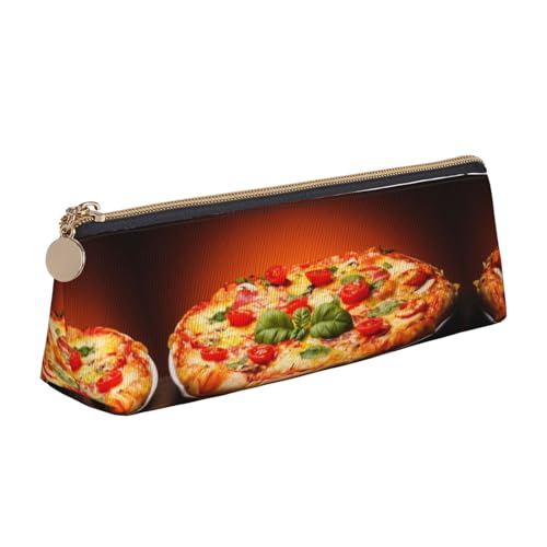 DNBCLEZK Großes Pizza-Federmäppchen für Mädchen und Jungen, bedrucktes Leder, niedlich, personalisierbar, weiß, Einheitsgröße, Taschen-Organizer von DNBCLEZK