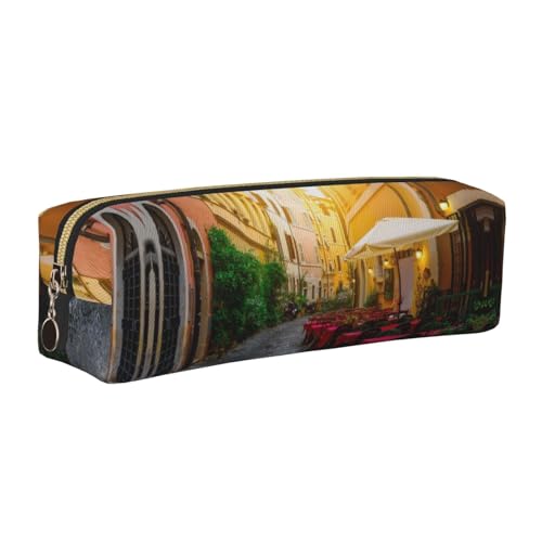 DNBCLEZK Italienisches Federmäppchen aus Leder, niedliches Leder-Federmäppchen, glatter Reißverschluss, langlebiger Metallabzieher, volldruckender Designer-Schreibwaren-Organizer für Schule, Büro von DNBCLEZK