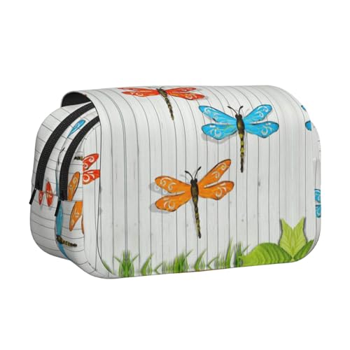 DNBCLEZK Libellenzaun, doppellagiges Flip-Top-Federmäppchen, großes Fassungsvermögen, Organizer für 50 Stifte, strapazierfähiges Polyester, Schreibwaren-Halter für Schule, Kunstreisen (Allover-Druck) DNBCLEZK Libellenzaun, doppellagiges Flip-Top-Federmäppchen, großes Fassungsvermögen, Organizer für 50 Stifte, strapazierfähiges Polyester, Schreibwaren-Halter für Schule, Kunstreisen (Allover-Druck) von DNBCLEZK