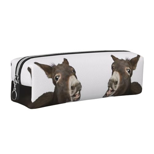 DNBCLEZK Lustiges Esel-Federmäppchen, niedliches Leder-Federmäppchen, hochwertiger glatter Reißverschluss, langlebiger Metallabzieher, vollständiger Druck, Designer-Schreibwaren-Organizer für Schule von DNBCLEZK