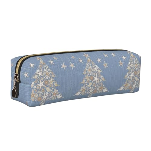 DNBCLEZK Muschel-Weihnachts-Federmäppchen, niedlicher Leder-Federmäppchen, hochwertiger glatter Reißverschluss, langlebiger Metallabzieher, Volldruck, Designer-Schreibwaren-Organizer für Schule, Büro von DNBCLEZK