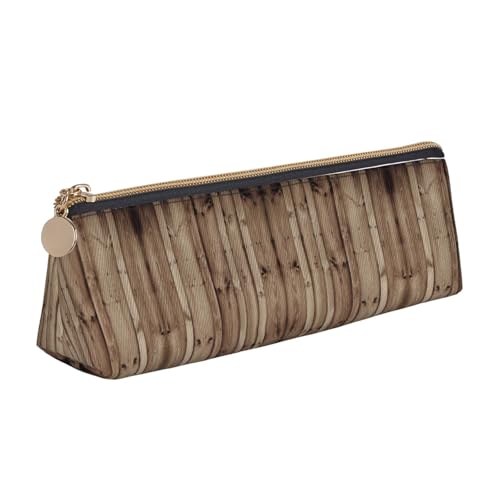 DNBCLEZK Niedliches Federmäppchen aus Leder mit Holzmaserung, hochwertiger glatter Reißverschluss, langlebiger Metallabzieher, Designer-Schreibwaren-Organizer für Schule, Büro von DNBCLEZK