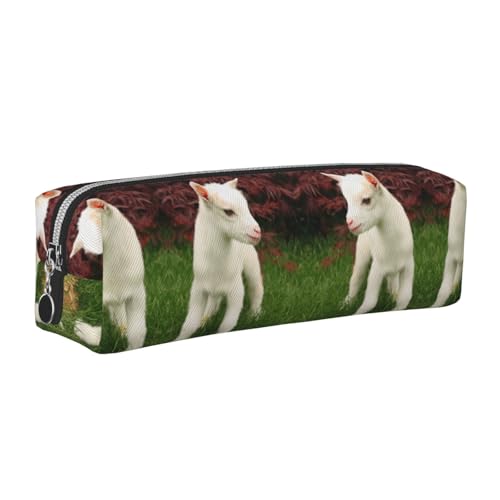 DNBCLEZK Niedliches Lammleder-Federmäppchen, hochwertiger glatter Reißverschluss, langlebiger Metallabzieher, vollständiger Druck, Designer-Schreibwaren-Organizer für Schule, Büro, silber von DNBCLEZK