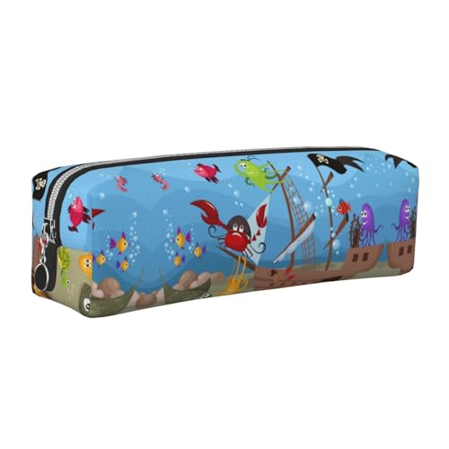 DNBCLEZK Niedliches Leder-Federmäppchen, Unterwasserfisch, hochwertiger glatter Reißverschluss, langlebiger Metallabzieher, Designer-Schreibwaren-Organizer für Schule, Büro, silber, Einheitsgröße von DNBCLEZK