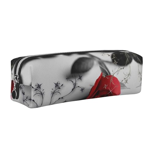 DNBCLEZK Niedliches Leder-Federmäppchen, hochwertiger glatter Reißverschluss, langlebiger Metallabzieher, Designer-Schreibwaren-Organizer für Schule, Büro, silber, Einheitsgröße von DNBCLEZK