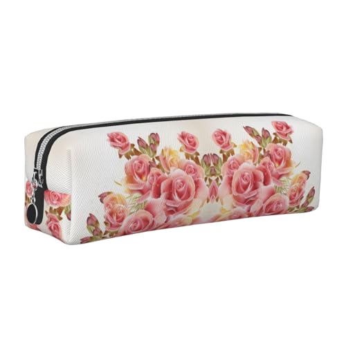 DNBCLEZK Niedliches Leder-Federmäppchen, hochwertiger glatter Reißverschluss, langlebiger Metallabzieher, Designer-Schreibwaren-Organizer für Schule, Büro, silber, Einheitsgröße von DNBCLEZK