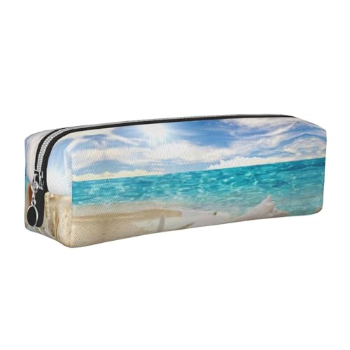 DNBCLEZK Niedliches Leder-Federmäppchen, hochwertiger glatter Reißverschluss, langlebiger Metallabzieher, Designer-Schreibwaren-Organizer für Schule, Büro, silber, Einheitsgröße von DNBCLEZK