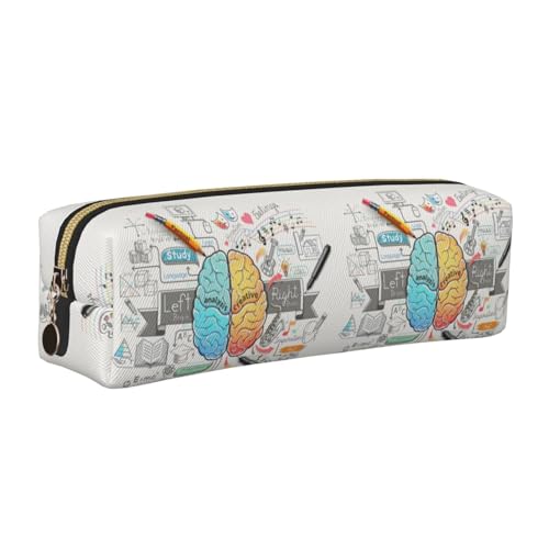 DNBCLEZK Niedliches Leder-Federmäppchen aus menschlichem Gehirn, hochwertiger glatter Reißverschluss, langlebiger Metallabzieher, Designer-Schreibwaren-Organizer für Schule, Büro, gold, Einheitsgröße von DNBCLEZK