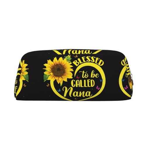 DNBCLEZK Niedliches Leder-Federmäppchen für Mädchen und Jungen, Motiv: Blessed to Be Called Sonnenblume, personalisierbar, Schreibwaren-Aufbewahrungstaschen, silber, Einheitsgröße, Taschen-Organizer von DNBCLEZK