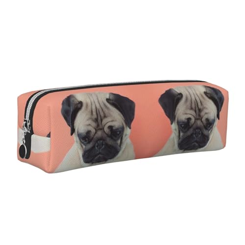 DNBCLEZK Niedliches Leder-Federmäppchen mit Aufschrift "Sad Dog", hochwertiger glatter Reißverschluss, langlebiger Metallabzieher, Designer-Schreibwaren-Organizer für Schule, Büro, silber von DNBCLEZK