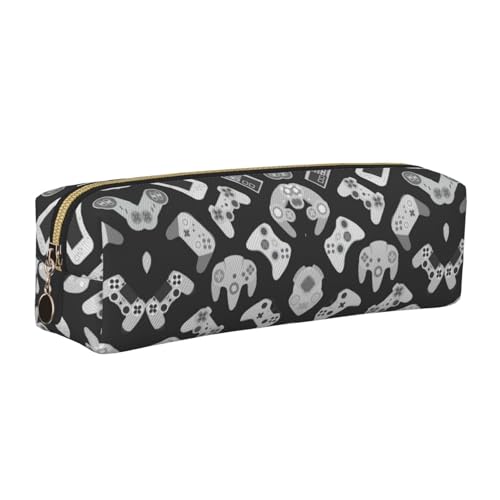 DNBCLEZK Niedliches Leder-Federmäppchen mit Game-Controller, hochwertiger glatter Reißverschluss, langlebiger Metallabzieher, Designer-Schreibwaren-Organizer für Schule, Büro, gold, Einheitsgröße von DNBCLEZK