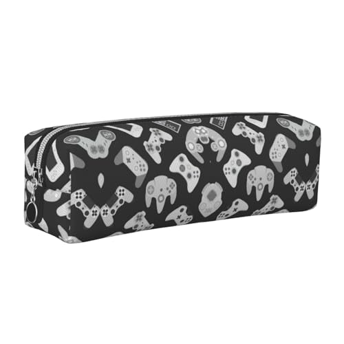 DNBCLEZK Niedliches Leder-Federmäppchen mit Game-Controller, hochwertiger glatter Reißverschluss, langlebiger Metallabzieher, Designer-Schreibwaren-Organizer für Schule, Büro, silber, Einheitsgröße von DNBCLEZK