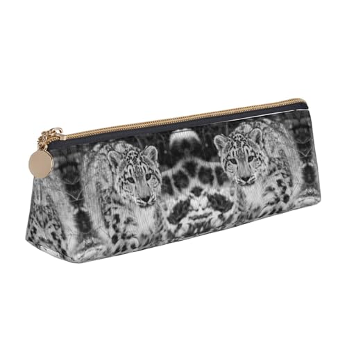 DNBCLEZK Niedliches Leder-Federmäppchen mit Leopardenmuster, hochwertiger glatter Reißverschluss, langlebiger Metallabzieher, Designer-Schreibwaren-Organizer für Schule, Büro von DNBCLEZK