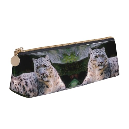 DNBCLEZK Niedliches Leder-Federmäppchen mit Leopardenmuster, hochwertiger glatter Reißverschluss, langlebiger Metallabzieher, Designer-Schreibwaren-Organizer für Schule, Büro von DNBCLEZK