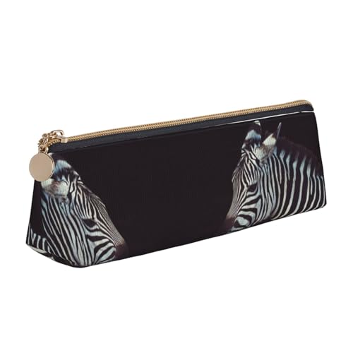 DNBCLEZK Niedliches Leder-Federmäppchen mit Tier-Zebramuster, hochwertiger glatter Reißverschluss, langlebiger Metallabzieher, Designer-Schreibwaren-Organizer für Schule, Büro von DNBCLEZK