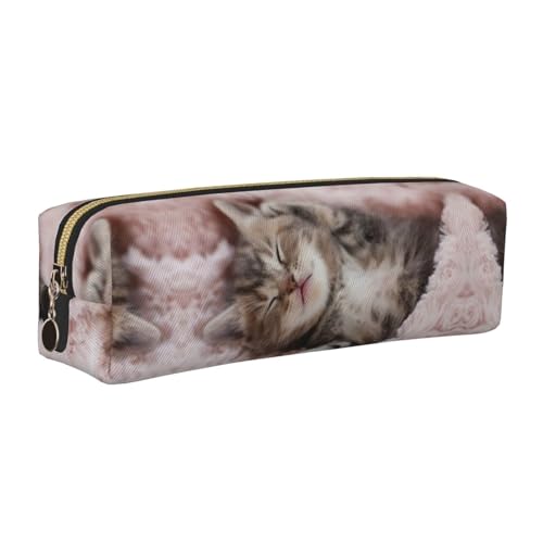 DNBCLEZK Niedliches Leder-Federmäppchen mit schlafender Katze, hochwertiger glatter Reißverschluss, langlebiger Metallabzieher, Designer-Schreibwaren-Organizer für Schule, Büro, gold, Einheitsgröße DNBCLEZK Niedliches Leder-Federmäppchen mit schlafender Katze, hochwertiger glatter Reißverschluss, langlebiger Metallabzieher, Designer-Schreibwaren-Organizer für Schule, Büro, gold, Einheitsgröße von DNBCLEZK