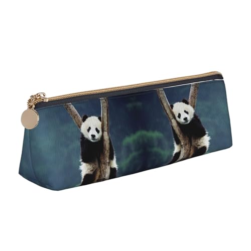 DNBCLEZK Niedliches Panda-Federmäppchen für Mädchen und Jungen, bedrucktes Leder, niedliche personalisierte Schreibwaren-Aufbewahrungstaschen, weiß, Einheitsgröße, Taschen-Organizer von DNBCLEZK