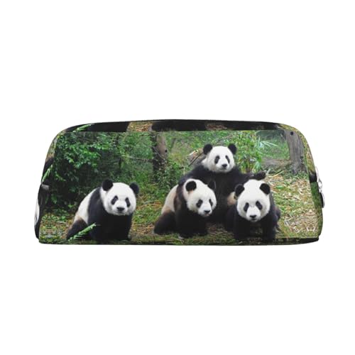 DNBCLEZK Niedliches Panda-Leder-Federmäppchen für Mädchen und Jungen, personalisierbares Federmäppchen, Schreibwaren-Aufbewahrungstaschen, silber, Einheitsgröße, Taschen-Organizer von DNBCLEZK