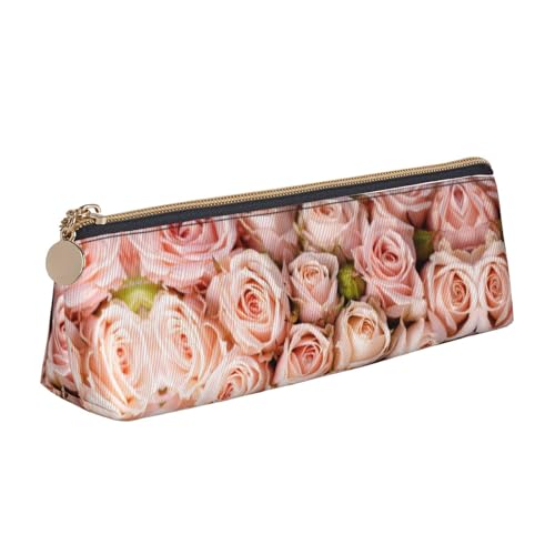 DNBCLEZK Niedliches dreieckiges Federmäppchen aus Leder, hochwertiger glatter Reißverschluss, langlebiger Metallabzieher, Designer-Schreibwaren-Organizer für Schule, Büro von DNBCLEZK