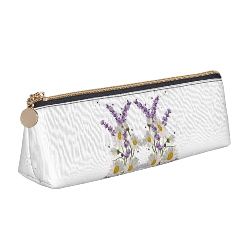 DNBCLEZK Niedliches dreieckiges Federmäppchen aus Leder, hochwertiger glatter Reißverschluss, langlebiger Metallabzieher, volldruckender Designer-Schreibwaren-Organizer für Schule, Büro von DNBCLEZK