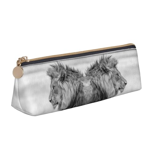 DNBCLEZK Niedliches dreieckiges Federmäppchen aus Leder, hochwertiger glatter Reißverschluss, langlebiger Metallabzieher, vollständiger Druck, Designer-Schreibwaren-Organizer für Schule, Büro, weiß von DNBCLEZK