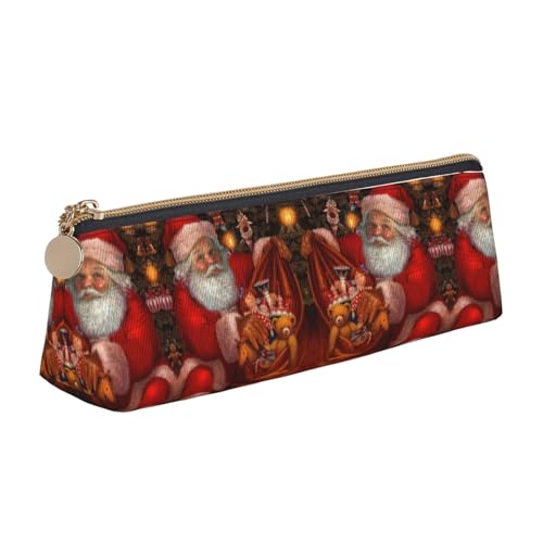 DNBCLEZK Niedliches dreieckiges Federmäppchen aus Leder, hochwertiger glatter Reißverschluss, langlebiger Metallabzieher, vollständiger Druck, Designer-Schreibwaren-Organizer für Schule, Büro, weiß von DNBCLEZK