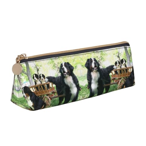 DNBCLEZK Niedliches dreieckiges Federmäppchen aus Leder, hochwertiger glatter Reißverschluss, langlebiger Metallabzieher, vollständiger Druck, Designer-Schreibwaren-Organizer für Schule, Büro von DNBCLEZK