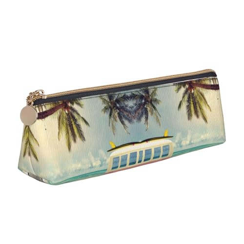 DNBCLEZK Niedliches dreieckiges Federmäppchen aus Leder, mit Reißverschluss, langlebiger Metallabzieher, volldruckbarer Designer-Schreibwaren-Organizer für Schule, Büro, weiß, Einheitsgröße von DNBCLEZK