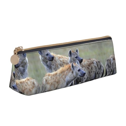 DNBCLEZK Niedliches dreieckiges Federmäppchen mit Tiermotiven, aus Leder, glatter Reißverschluss, langlebiger Metallabzieher, vollständiger Druck, Designer-Schreibwaren-Organizer für Schule, Büro von DNBCLEZK