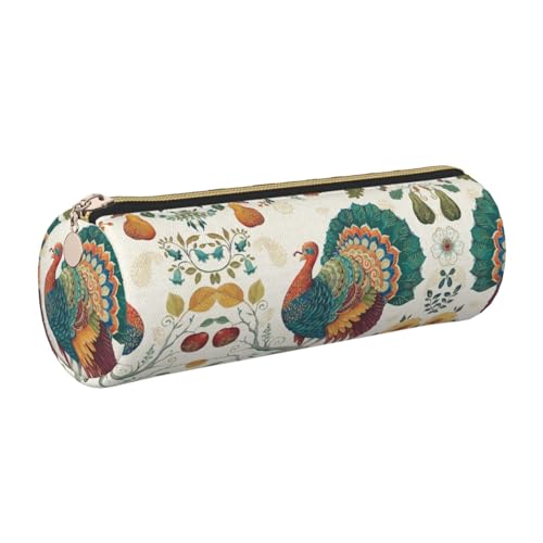 DNBCLEZK Niedliches rundes Leder-Federmäppchen, hochwertiger glatter Reißverschluss, langlebiger Metallabzieher, Designer-Schreibwaren-Organizer für Schule, Büro, gold, Einheitsgröße von DNBCLEZK