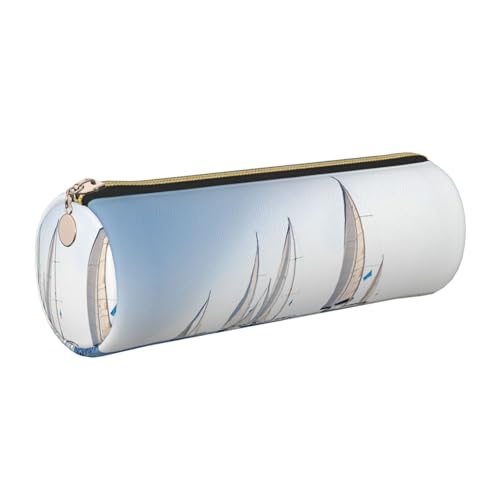 DNBCLEZK Niedliches rundes Leder-Federmäppchen, hochwertiger glatter Reißverschluss, langlebiger Metallabzieher, Designer-Schreibwaren-Organizer für Schule, Büro, gold, Einheitsgröße von DNBCLEZK