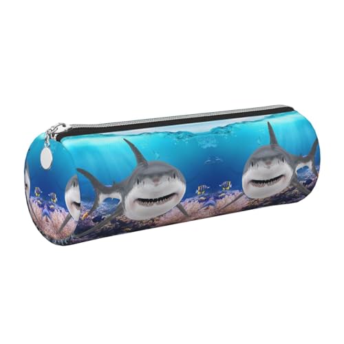 DNBCLEZK Niedliches rundes Leder-Federmäppchen, hochwertiger glatter Reißverschluss, langlebiger Metallabzieher, Designer-Schreibwaren-Organizer für Schule, Büro, silber, Einheitsgröße von DNBCLEZK