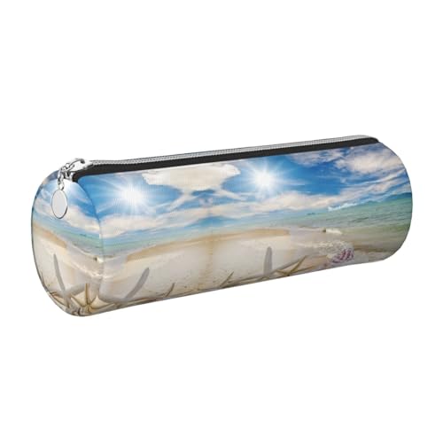 DNBCLEZK Niedliches rundes Leder-Federmäppchen, hochwertiger glatter Reißverschluss, langlebiger Metallabzieher, Designer-Schreibwaren-Organizer für Schule, Büro, silber, Einheitsgröße von DNBCLEZK