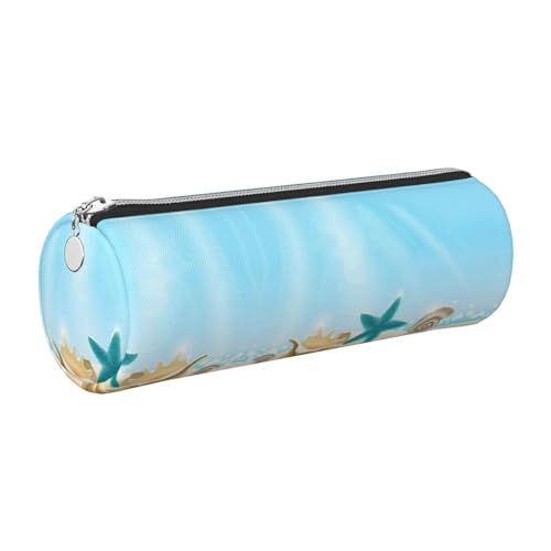 DNBCLEZK Niedliches rundes Leder-Federmäppchen, hochwertiger glatter Reißverschluss, langlebiger Metallabzieher, Designer-Schreibwaren-Organizer für Schule, Büro, silber, Einheitsgröße von DNBCLEZK