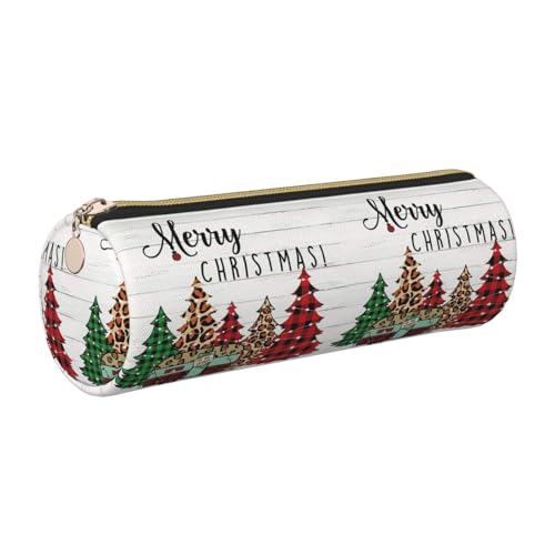 DNBCLEZK Niedliches rundes Leder-Federmäppchen mit Aufschrift "Merry Christmas", hochwertiger glatter Reißverschluss, langlebiger Metallabzieher, Designer-Schreibwaren-Organizer für Schule, Büro, gold DNBCLEZK Niedliches rundes Leder-Federmäppchen mit Aufschrift "Merry Christmas", hochwertiger glatter Reißverschluss, langlebiger Metallabzieher, Designer-Schreibwaren-Organizer für Schule, Büro, gold von DNBCLEZK