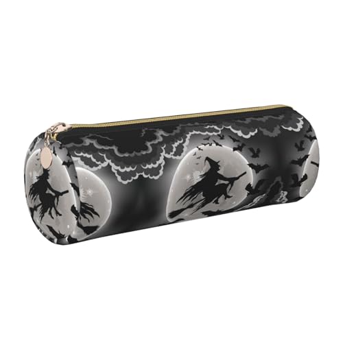 DNBCLEZK Niedliches rundes Leder-Federmäppchen mit Halloween-Hexe, hochwertiger glatter Reißverschluss, langlebiger Metallabzieher, Designer-Schreibwaren-Organizer für Schule, Büro, gold DNBCLEZK Niedliches rundes Leder-Federmäppchen mit Halloween-Hexe, hochwertiger glatter Reißverschluss, langlebiger Metallabzieher, Designer-Schreibwaren-Organizer für Schule, Büro, gold von DNBCLEZK