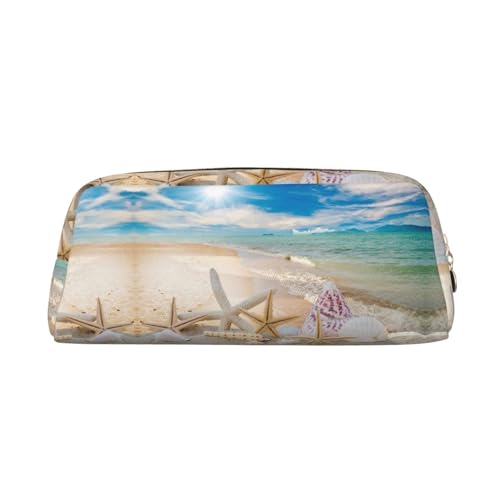 DNBCLEZK Personalisierbares Leder-Federmäppchen mit Reißverschluss, Volldruck-Design, Schule und Büro, Schreibwaren-Halter (personalisiertes Muster), gold, Einheitsgröße von DNBCLEZK