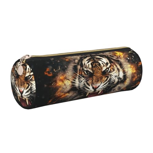 DNBCLEZK Roaring Tiger Federmäppchen, niedlich, rund, Leder, glatter Reißverschluss, langlebiger Metallabzieher, vollständiger Druck, Designer-Schreibwaren-Organizer für Schule, Büro, gold DNBCLEZK Roaring Tiger Federmäppchen, niedlich, rund, Leder, glatter Reißverschluss, langlebiger Metallabzieher, vollständiger Druck, Designer-Schreibwaren-Organizer für Schule, Büro, gold von DNBCLEZK