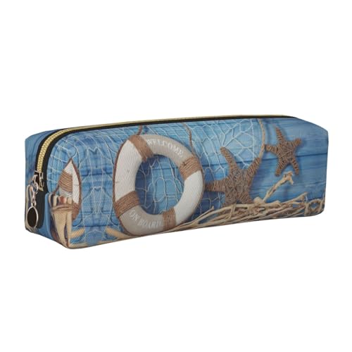 DNBCLEZK Seashell süßes Leder-Federmäppchen, hochwertiger glatter Reißverschluss, langlebiger Metallabzieher, Designer-Schreibwaren-Organizer für Schule, Büro, gold, Einheitsgröße von DNBCLEZK