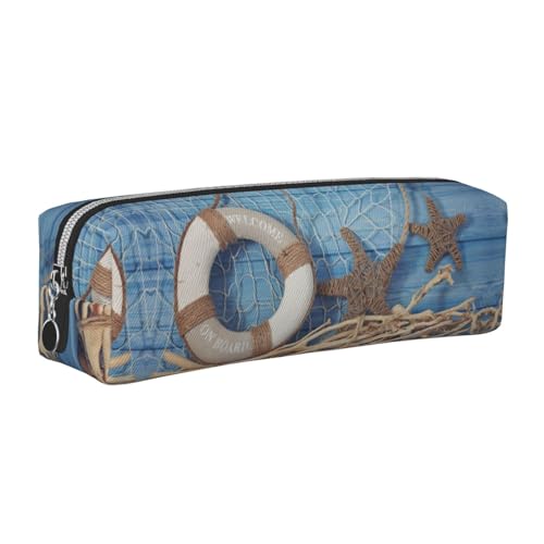 DNBCLEZK Seashell süßes Leder-Federmäppchen, hochwertiger glatter Reißverschluss, langlebiger Metallabzieher, Designer-Schreibwaren-Organizer für Schule, Büro, silber, Einheitsgröße von DNBCLEZK