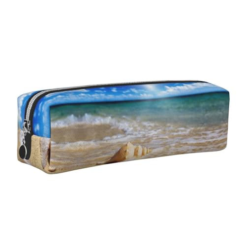 DNBCLEZK Seashell süßes Leder-Federmäppchen, hochwertiger glatter Reißverschluss, langlebiger Metallabzieher, Designer-Schreibwaren-Organizer für Schule, Büro, silber, Einheitsgröße von DNBCLEZK