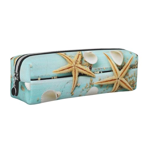 DNBCLEZK Shells niedliches Leder-Federmäppchen, hochwertiger glatter Reißverschluss, langlebiger Metallabzieher, Designer-Schreibwaren-Organizer für Schule, Büro, silber, Einheitsgröße von DNBCLEZK