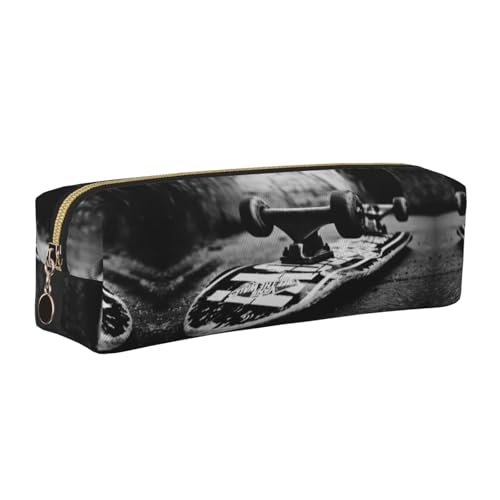 DNBCLEZK Skate Boards Federmäppchen, niedliches Leder-Federmäppchen, hochwertiger glatter Reißverschluss, langlebiger Metallabzieher, vollständiger Druck, Designer-Schreibwaren-Organizer für Schule von DNBCLEZK