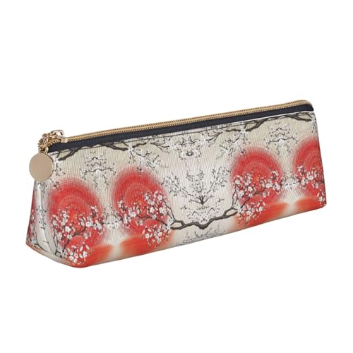 DNBCLEZK Sun Reflection niedliches dreieckiges Federmäppchen aus Leder, hochwertiger glatter Reißverschluss, langlebiger Metallabzieher, Designer-Schreibwaren-Organizer für Schule, Büro von DNBCLEZK