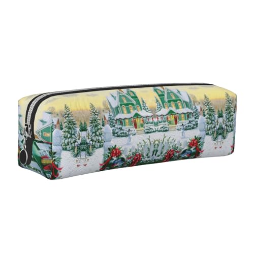 DNBCLEZK Weihnachts-Briefkasten und Geschenke, niedliches Leder-Federmäppchen, hochwertiger glatter Reißverschluss, langlebiger Metallabzieher, Designer-Schreibwaren-Organizer für Schule, Büro, silber von DNBCLEZK