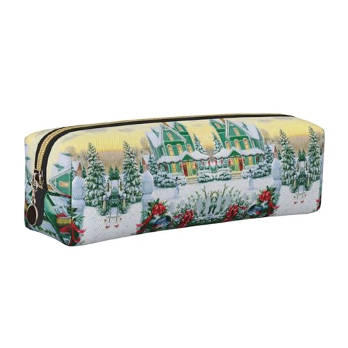 DNBCLEZK Weihnachts-Briefkasten und Geschenke, niedliches Leder-Federmäppchen, hochwertiger glatter Reißverschluss, langlebiger Metallabzieher, Designer-Schreibwaren-Organizer für Schule, Büro, gold von DNBCLEZK