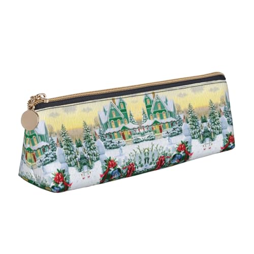 DNBCLEZK Weihnachts-Briefkasten und Geschenke, niedliches dreieckiges Federmäppchen, hochwertiger glatter Reißverschluss, langlebiger Metallabzieher, Designer-Schreibwaren-Organizer für Schule, Büro von DNBCLEZK