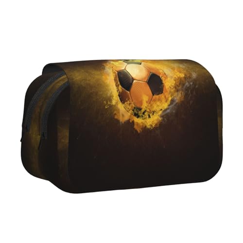 Federmäppchen, Fußball-Design, doppellagig, Flip-Top, großes Fassungsvermögen, Organizer für 50 Stifte, strapazierfähiges Polyester, Schreibwaren-Halter für Schule, Kunstreisen (Allover-Druck) von DNBCLEZK