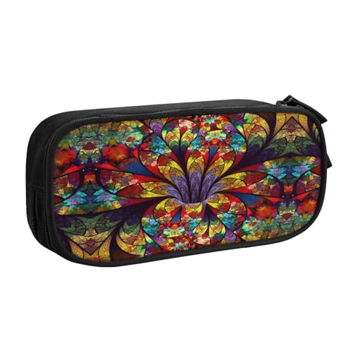Federmäppchen mit Blumenmuster, großes Fassungsvermögen, doppellagig, personalisierbar, Volldruck, Polyestergewebe, Organizer, Schule, Büro, Reise-Make-up-Tasche, Schwarz , Einheitsgröße von DNBCLEZK